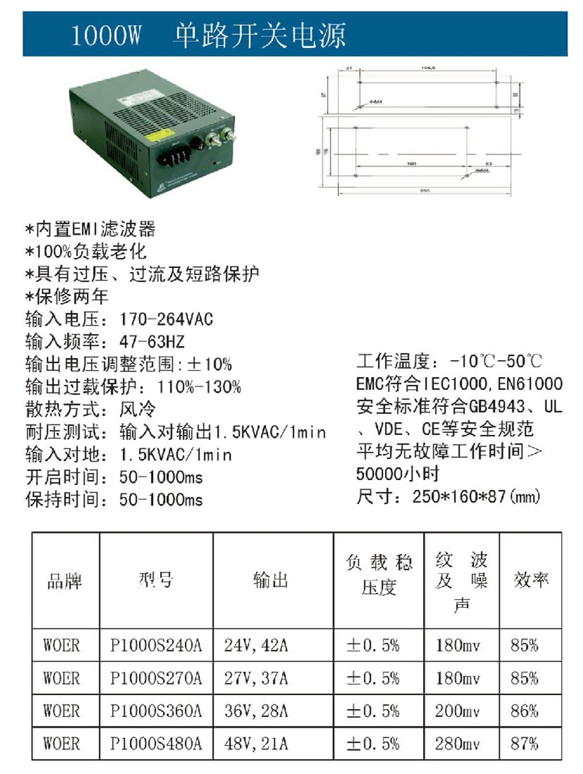 1000W单路开关电源